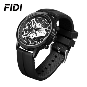 FIDI Men Chronograph Quartz Watch Black Silicone Strap Sport Casual Multi-Function Wristwatch with Date OEM ODM Custom Watch - Product Image 3