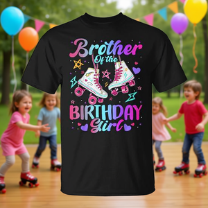 Camiseta para fiesta de cumpleaños familiar con diseño de hermano de la niña de cumpleaños y patines - Product Image 3