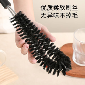 Cepillo para tazas de mango largo, cabezal en forma de L de acero inoxidable 304 para limpieza profunda de tazas y botellas - Product Image 3