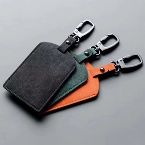 Étui porte-clés en cuir suédé pour télécommande de voiture, étui pour carte d'accès, pochette pour cartes, porte-clés personnalisé NFC - Product Image 1