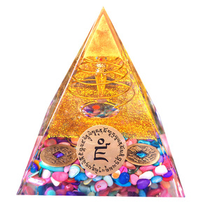 Pyramide en résine époxy Kogiya Crystal Pebble, décoration d'intérieur, Vajra, pièces de monnaie des cinq empereurs, ornement de bureau, cadeau - Product Image 5