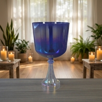 Mangkuk Kristal Kuarsa Alkimia HF untuk Penyembuhan Suara 432hz 440hz, Cawan Kristal Indigo Opaque untuk Meditasi