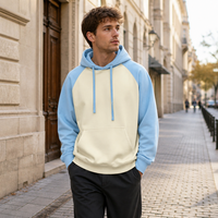 Sweat à capuche surdimensionné en molleton épais 380 g/m² avec blocs de couleur et manches raglan, personnalisable avec logo OEM pour les magasins de détail – Direct Usine