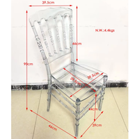 Chaise en résine acrylique transparente de type Napoléon/Chiavari/Ghost, vente en gros d'usine, pour événements, fêtes, salon, entrée, mariage, salle à manger