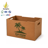 Boîte en carton ondulé ciré sur mesure pour poisson congelé, carton d'expédition étanche pour fruits de mer avec poignée, boîte de chaîne du froid de qualité alimentaire