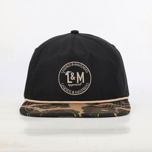BSCI Wholesale Polyester 5 Panel Unstructured Snapback Cap 256 Rope Embroidery <b>Patch</b> Camo Caps for Outdoor Party Travel Beach - Product Image 2