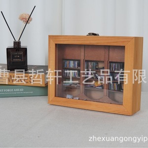 ชั้นวางหนังสือไม้ขนาดเล็กประดับตกแต่ง สีไม้ธรรมชาติ รูปทรงสี่เหลี่ยมผืนผ้า ดีไซน์เรียบง่าย ตกแต่งบ้าน สำนักงาน ห้องอ่านหนังสือ D24 - Product Image 3
