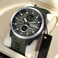 Montre sport à quartz LED pour homme SANDA SD3379, boîtier en alliage de zinc de 22 mm de largeur, résistance à l'eau 5 BAR, bracelet en silicone, double affichage
