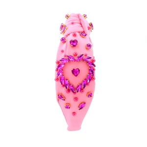 Sevgililer günü sıcak pembe kalp kristal inci kız kafa özel lüks parlak üst düğüm Hairband