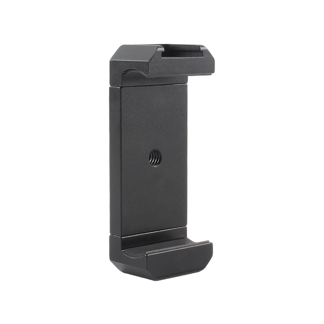 Aluminum Alloy Universal Phone Holder Clip with Cold Shoe Mount & Dual 1/4 Inch Screw Holes for Vlog Shooting