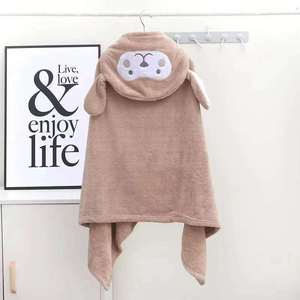 Kids Hooded Baby Bathrobe Towel Absorbent Coral Fleece Cartoon Wearable Reusable Customizable Logo Soft - Product Image 5
