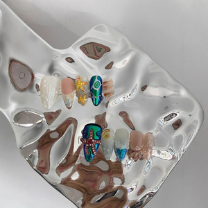 Ongles longs à pression motif monde océanique peint à la main, vente chaude transfrontalière Europe États-Unis, peau claire - Product Image 3