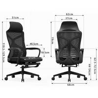 Chaise de bureau ergonomique à dossier haut, siège exécutif en maille, soutien lombaire réglable, chaise de travail inclinable avec repose-pieds