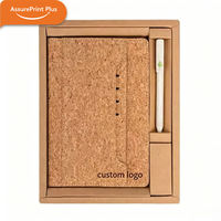 Ensemble de carnets en liège écologique avec logo personnalisé, couverture souple A5, stylo en liège, coffret cadeau d'entreprise pour cadeaux de bureau