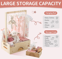 Panier de rangement pour vêtements de bébé avec poignée et balançoire, grande capacité, en bois, pour fête prénatale et placard