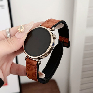 Bracelet de montre magnétique en silicone et cuir 18/20/22mm Boucle pliante réglable pour <span class=keywords><strong>Samsung</strong></span>, <span class=keywords><strong>Galaxy</strong></span>, Huawei <span class=keywords><strong>Fit</strong></span> 3 4 <span class=keywords><strong>Pro</strong></span> - Product Image 2