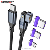 Câble de charge rapide magnétique rotatif à 180 degrés de type C à insertion plate 16 broches 240W A06M16