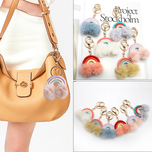 2024 New Arrival Boho Bán Buôn Bohemian Sang Trọng Pompom Tay Dệt Bông Cầu Vồng Keychain Cho Túi Mặt Dây Chuyền - Product Image 4