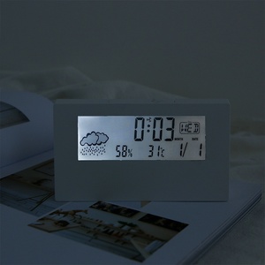 Smart Digital Alarm <b>Clock</b> – Transparent LCD Display, Calendar, Weather Forecast, Temperature & Humidity Monitor – Bedside Table - Product Image 4