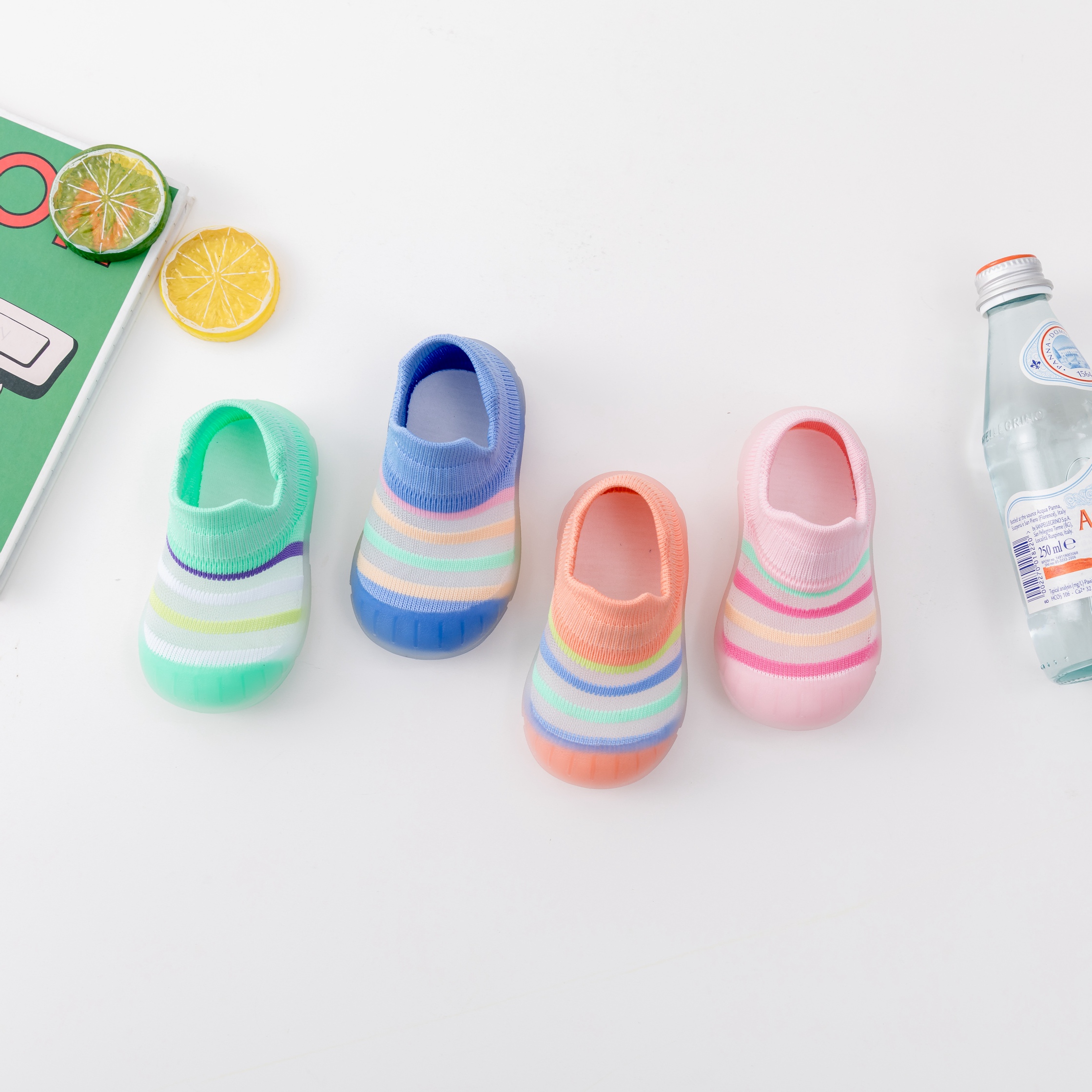 Легкие цветные носки в полоску для малышей и младенцев, летние детские носки с мягкой подошвой