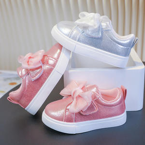 Детские блестящие низкие кеды JHT в корейском стиле для девочек, осенние, с бантом, спортивные, на мягкой подошве, повседневные, экспортные - Product Image 1