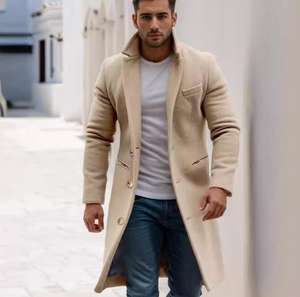 Manteau en laine <span class=keywords><strong>mi</strong></span>-long pour <span class=keywords><strong>homme</strong></span>, manteau d'hiver pour <span class=keywords><strong>homme</strong></span> à simple boutonnage, veste coupe-vent unie pour <span class=keywords><strong>homme</strong></span> - Product Image 6