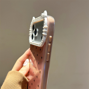 เคสโทรศัพท์ลายการ์ตูนกลิตเตอร์ลายจุด 2 in 1 สำหรับ iPhone 17 Pro Max 16 15 14 13 12 11 น่ารัก ประดับเพชร ลายคิตตี้ พร้อมกรอบป้องกันกล้อง - Product Image 4
