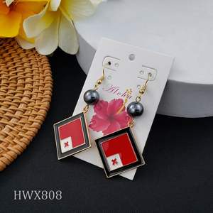 Гавайские ювелирные изделия, позолоченные серьги в форме бриллиантов, серьги с флагом Tonga, комплект ожерелий, подарок для женщин - Product Image 5