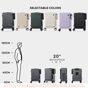 <span class=keywords><strong>Valise</strong></span> <span class=keywords><strong>cabine</strong></span> rigide en aluminium durable de 20 pouces, certifiée TSA, avec serrure, double ouverture frontale, silencieuse, 360° °   Roues - Product Image 2