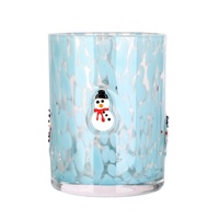 Autocollants 3D personnalisés soufflés à la main avec motifs de dessins animés pour verres en verre sodocalcique de style européen, avec des points bleus créatifs