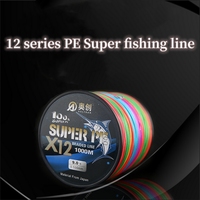 OEM de haute qualité 0.8 # -10 #   Ligne de pêche tressée super résistante en PE multibrins colorée de 300m-1000m, 12 brins