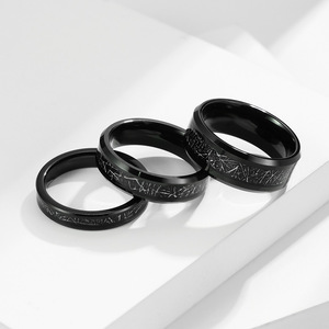 yunnique popular jewelry 468mm black <b>tungsten</b> steel ice silk men's ring, fashionable and unique <b>tungsten</b> gold index - Product Image 2