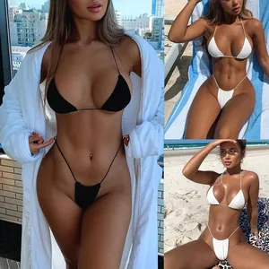 <span class=keywords><strong>Maillot</strong></span> de Bain Deux Pièces Sexy et Tendance pour <span class=keywords><strong>Femme</strong></span>, Couleur Unie, Bonnet Triangle, Idéal Spa, Hôtel, Resort ou Plage - Product Image 2