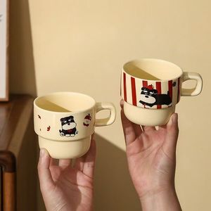 Factory Direct Sale Stackable Eco-friendly Food Safe <b>Ceramic</b> <b>Mug</b> Bulk Black White Dog Pattern Puppy Themed <b>Mug</b> Set Dishwasher - Product Image 6