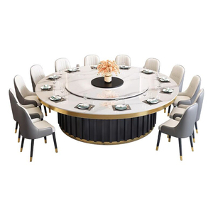Mesa de Comedor Redonda Grande, Moderna y Lujosa, con Plato Giratorio Eléctrico, para Familias Numerosas u Hoteles, con 8, 10 o 12 Asientos - Product Image 3