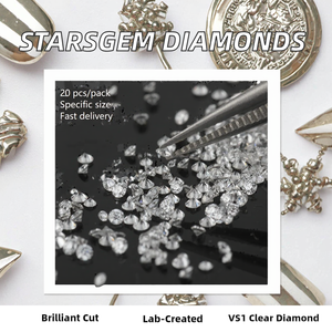 Joyería D'vins, Paquete de 20 Diamantes Sueltos de Laboratorio, Carbono Puro HPHT CVD, Corte Excelente, Tamaños Melee de 1.0mm, 1.3mm, 1.5mm, 1.7mm, 2.0mm - Product Image 2