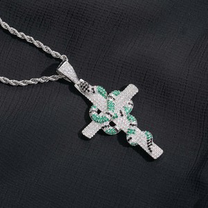 เพทายทองแดงสีเขียวย้อนยุคจี้<span class=keywords><strong>งู</strong></span>สไตล์ฮิปฮอปและสร้อยคอเสน่ห์ - Product Image 5