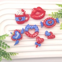 Nouveauté Créative : 100 Pièces de Cabochons en Résine à Dos Plat, Motifs Mini Gobelets, Lèvres, Donuts, Bonbons, Figurines, pour DIY, Accessoires de Bijoux, Nœuds pour Cheveux et Artisanat