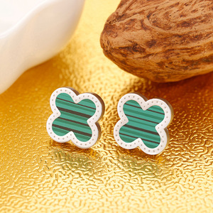 Wholesale of <strong>UK</strong> US Fashion Classic <strong>Earrings</strong> Oil Dripping Transportation Lucky Clover Flowers <strong>Titanium</strong> Steel <strong>Earrings</strong> Wholesale - Product Image 6