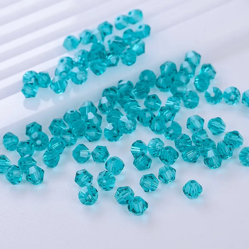 Fábrica Coloridos Grânulos De cristal de Vidro rondelle bicone beads 4 milímetros Aquamarine Solta Com Furo Para A Jóia DIY