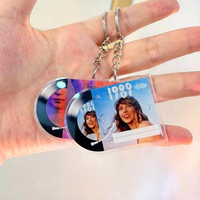 Porte-clés musical NFC en acrylique personnalisé en forme de CD ou disque vinyle avec photo, pendentif souvenir pour fans, avec fonction Smart Tap Playlist