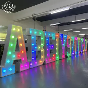 Factory Custom Metal Number 3d Led Bulb Lettering 4ft 5ft Marquee Letter Sign Wedding Decoration With Factory Price