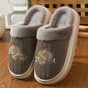 Pantoufles en coton pour <span class=keywords><strong>homme</strong></span> extra large fond épais imperméable PU pantoufles d'hiver pour femme pantoufles moelleuses sandales tongs - Product Image 6