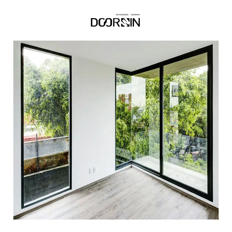 Doorwin su misura di resistenza all'urto di uragano taglio termico in alluminio finestra con doppi vetri finestra fissa per la casa