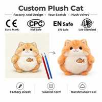 Porte-clés en peluche chat gras orange personnalisé OEM ODM, animal en peluche doux en coton PP et polyester, tissu écologique, poupée en peluche promotionnelle