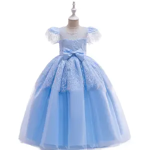 Hohe qualität lange kleines mädchen kleider pageant kurzarm spitze 13 jahre alte mädchen kleid licht blau günstige moderne kleid designs