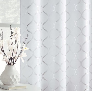 Rideaux de chambre à ballons blancs 84 pouces, ensembles de 4 panneaux, luxe, motifs géométriques abstraits assortis, translucides, pour fenêtre en oriel métallique - Product Image 3