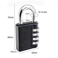 Cadenas de mot de passe mécanique en alliage de zinc avec serrure d'armoire à combinaison à 4 chiffres avec serrure de casier à bagages à Code