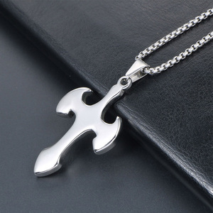 <b>Cross</b> Necklace Stainless Steel Pendant With Floral Pattern Men's Hip Hop Jewelry SP729 - Product Image 3