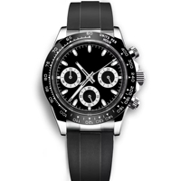 Reloj Cronógrafo de Cuarzo de 39 mm con Movimiento Seiko Vk63, Logo Estéril y Personalizado, Correa de Silicona